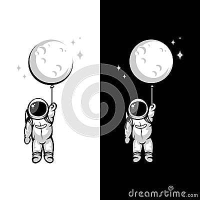 Astronaut moon balloon illustrations Cartoon Illustration