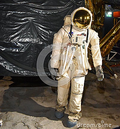 Astronaut on moon landing mission. Elements of this image furnished by NASA Editorial Stock Photo