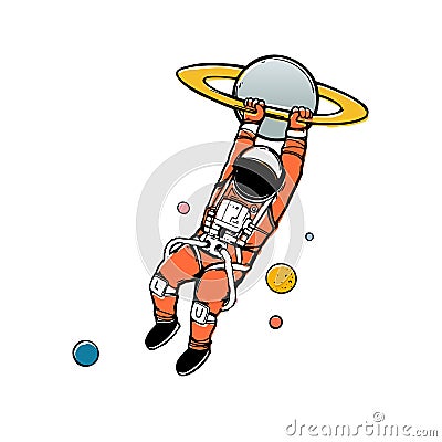 Astronaut in open space Vector Illustration