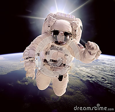 Astronaut in outer space Stock Photo