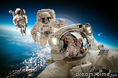 Astronaut in outer space Stock Photo