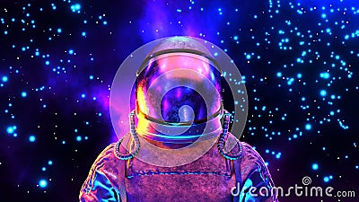 Astronaut in outer space. Cosmonaut in spacesuit. 3d render. Stock Photo