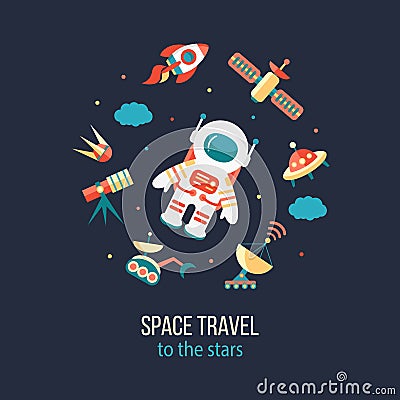 Astronaut in outer space Vector Illustration