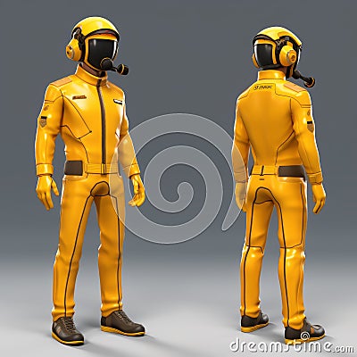 Yellow Astronaut: Realistic Details And Dynamic Designs Stock Photo