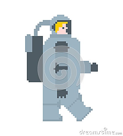 Astronaut pixel art. Cosmonaut 8 bit. spaceman Vector illustration Vector Illustration