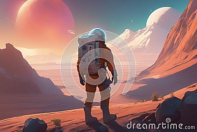 astronaut in the planet. 3 d renderingastronaut in the planet. 3 d renderingastronaut on the planet Stock Photo