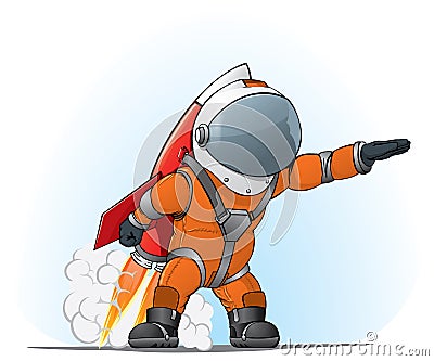 Astronaut on the rocket Vector Illustration