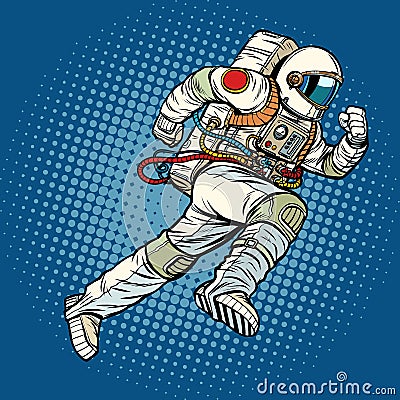 Astronaut runs forward Vector Illustration