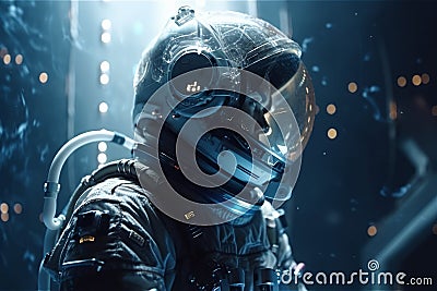 Astronaut's Futuristic Space Journey with 8k Cinematic Visualizatio Stock Photo