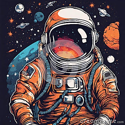 Very details astronaut ,lost in galaxy background - 1 Stock Photo