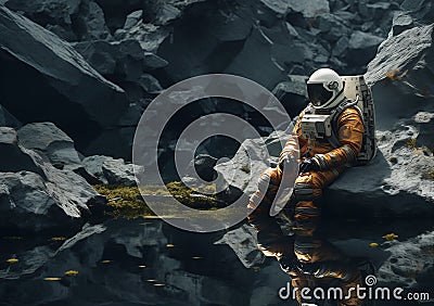 Exploring the Solitary Beauty: A Space Explorer's Journey in a R Stock Photo