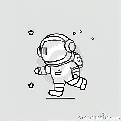 Astronaut in Space: A Charming Drawing of Cosmic Exploration and Discovery Cartoon Illustration