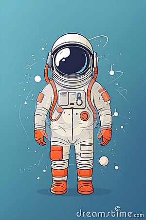 Astronaut in Space Suit With Floating Bubbles, Extravehicular Activity. Generative AI. Stock Photo