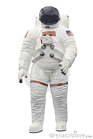 Astronaut spaceman suit with helmet isolated on white Stock Photo