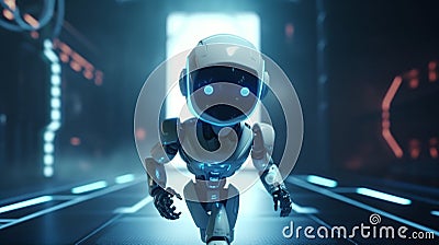 Astronaut in spaceship interior. 3D rendering. Mixed media generative ai Stock Photo