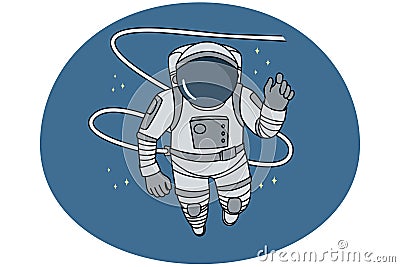 Astronaut in spacesuit flying in cosmos Vector Illustration