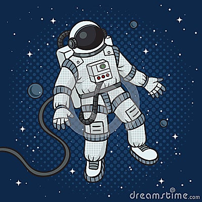 astronaut in a spacesuit in outer space vector Vector Illustration