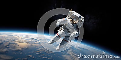 Astronaut At Spacewalk An Astronaut Embarking On A Spacewalk, Evoking A Sense Of Cosmic Exploration Stock Photo
