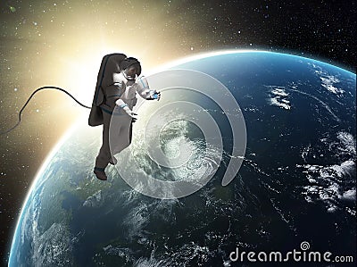 An astronaut spacewalk Stock Photo