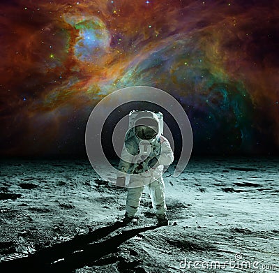 Astronaut at the spacewalk on the moon. This image elements furnished by NASA. Editorial Stock Photo
