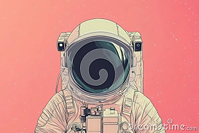 Astronaut in a minimalist design with a solid background, exploring the vastness of space Stock Photo