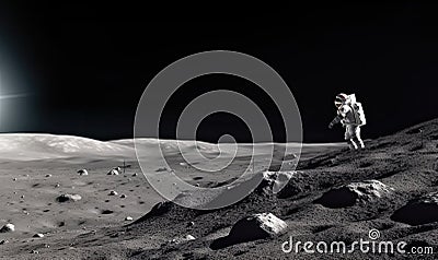 Astronaut stranded alone on moon Creating using generative AI tools Stock Photo