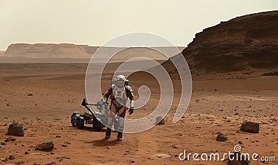 Astronaut stranded on Mars fight for survival Creating using generative AI tools Stock Photo