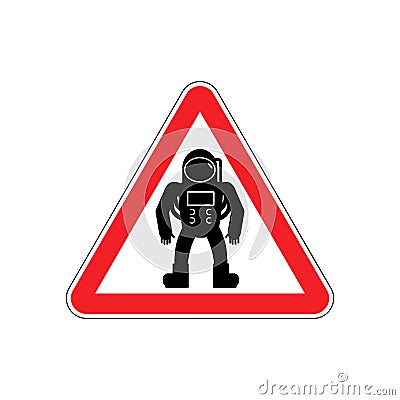 Astronaut Warning sign red. Cosmonaut Hazard attention symbol. D Vector Illustration