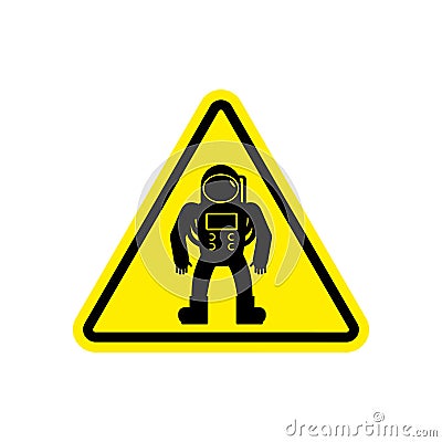 Astronaut Warning sign yellow. Cosmonaut Hazard attention symbol Vector Illustration