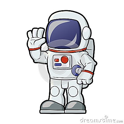 Astronaut waving hand Vector Illustration