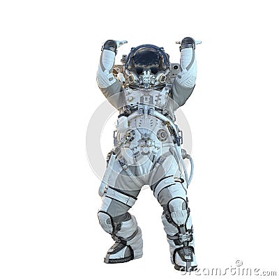 Astronaut on white. Mixed media Stock Photo