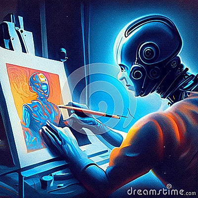 Astronaut working on a computer. 3D illustration. 3D rendering. AI Generated Cartoon Illustration