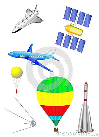 Astronautics and Space Icons set. Vector Vector Illustration