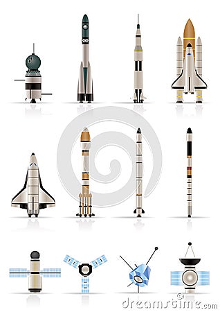 Astronautics and Space Icons - Vector Icon Set Vector Illustration