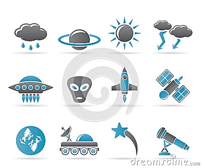 Astronautics and Space and univerce Icons Vector Illustration