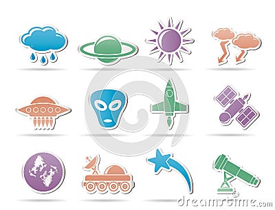 Astronautics and Space and univerce Icons Vector Illustration