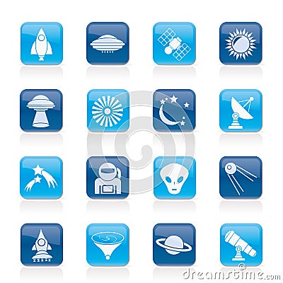 Astronautics, space and universe icons Vector Illustration