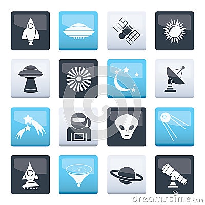 Astronautics, space and universe icons over color background Vector Illustration