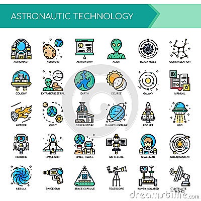 Astronautics , Pixel Perfect Icons Vector Illustration