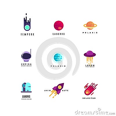 Astronautics vector logo set Vector Illustration