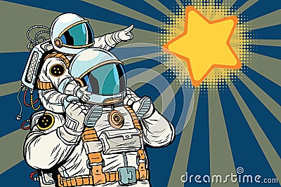 Astronauts family, child and father Vector Illustration