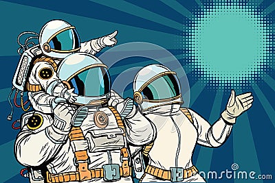 Astronauts family, father mother and child Vector Illustration