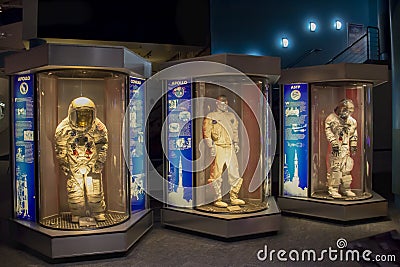 Astronauts with space suits, NASA Space Center Houston Editorial Stock Photo