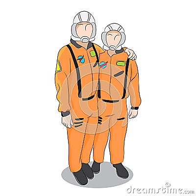 Astronauts in Uniform Vector Illustration