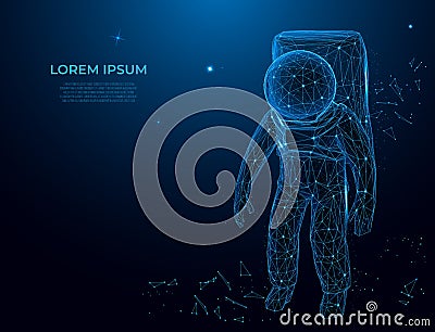 Astronavt in the form of a starry sky or space. Polygon vector design. Vector space wireframe concept, mesh art Vector Illustration