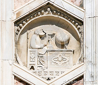 Astronomer - Renaissance Bas Relief at the Duomo of Florence Stock Photo