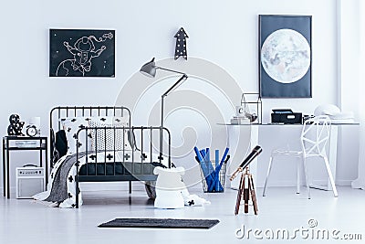 Astronomic bright bedroom interior Stock Photo