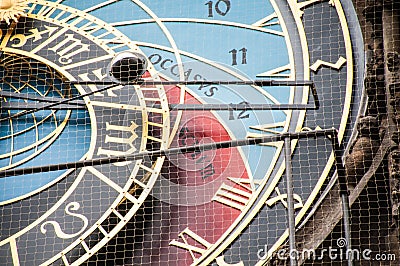 Astronomic clock in the old square in the city of Prague Editorial Stock Photo