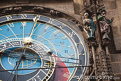 Astronomic clock in the old square in the city of Prague Editorial Stock Photo