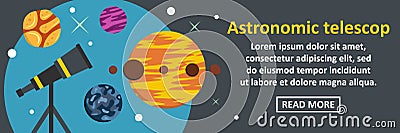 Astronomic telescop banner horizontal concept Vector Illustration